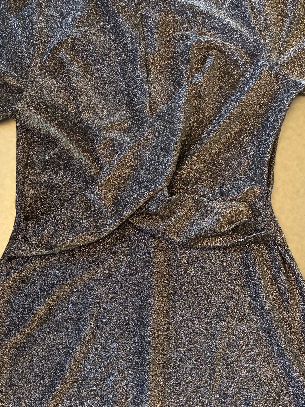 Michael Kors One-Shoulder Metallic Charcoal Twist Dress